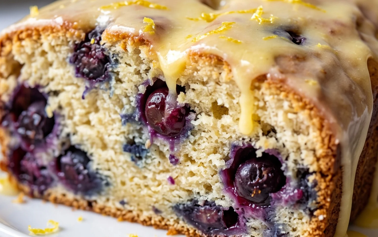 Sour Cream Blueberry Bread with Lemon Glaze